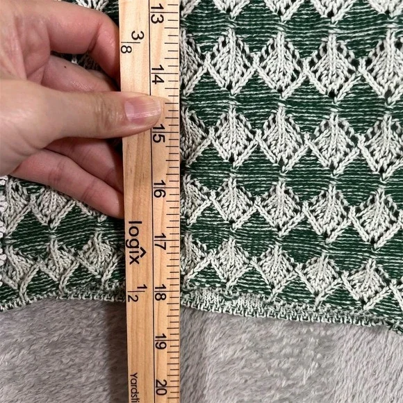 Rue Stiic Cardigan‎ Sweater Womens Medium Green Knit Crochet Mid Century - Picture 7 of 8